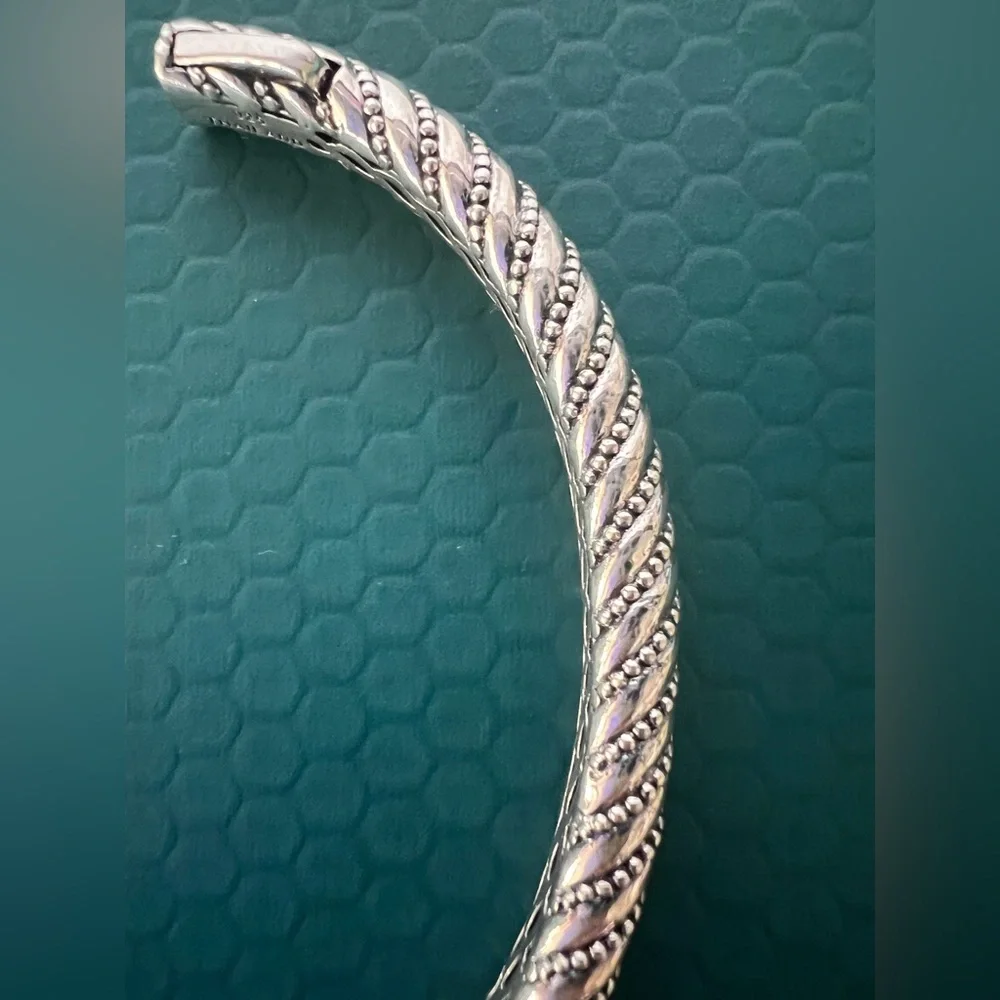 JAI by John Hardy‎ Andaman Sea Texture Hinged Bangle Bracelet 925 Silver NEW 26g